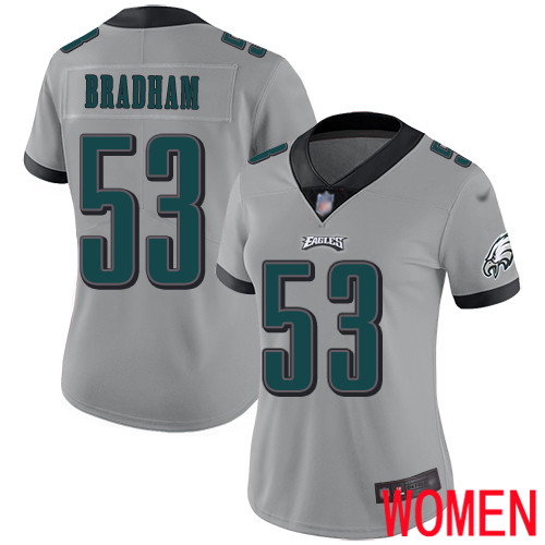 Women Philadelphia Eagles #53 Nigel Bradham Limited Silver Inverted Legend NFL Jersey Football->women nfl jersey->Women Jersey